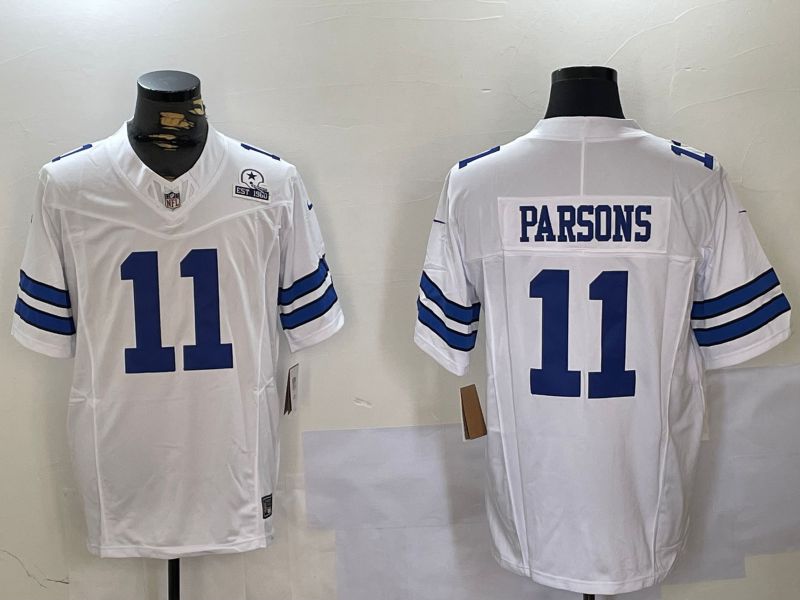 Men Dallas Cowboys 11 Parsons White 2024 Nike Three generations Vapor Limited NFL Jersey style 7